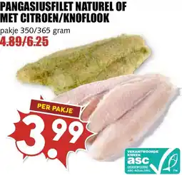 De Boerenschuur Pangasiusfilet naturel of met citroen/knoflook aanbieding