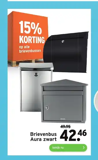 GAMMA Brievenbus Aura zwart aanbieding