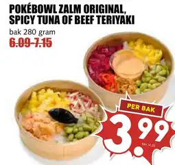 De Boerenschuur Pokébowl Zalm Original, Spicy Tuna Of Beef Teriyaki aanbieding