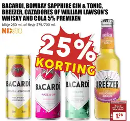 De Boerenschuur Bacardi, Bombay Sapphire Gin & Tonic, Breezer, Cazadores Of William Lawson's Whisky And Cola 5% Premixen aanbieding