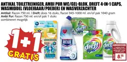 De Boerenschuur Antikal toiletreiniger, ambi pur wc/gel-blok, dreft 4-in-1 caps, wasmiddel (vloeibaar/poeder) en wasverzachter aanbieding