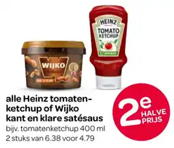 Spar Alle heinz tomaten- ketchup of wijko kant en klare satésaus aanbieding