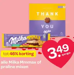 Spar Alle milka mmmax of praline mixen aanbieding