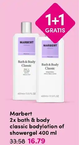 Drogisterij Visser Marbert 2x bath & body classic bodylotion of showergel aanbieding