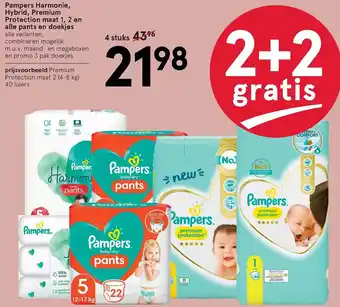 Etos Pampers Harmonie, Hybrid, Premium Protection maat 1, 2 en alle pants en doekjes aanbieding