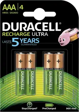 Coolblue Duracell Recharge Ultra AAA-batterijen 4 stuks aanbieding