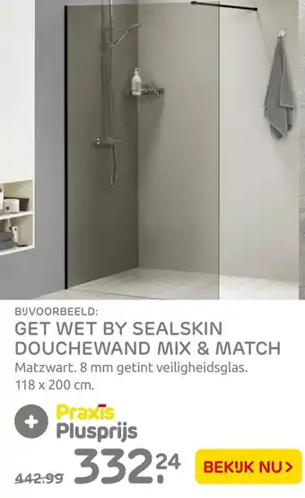 Praxis Get Wet by Sealskin Douchewand Mix & Match 118x200cm aanbieding