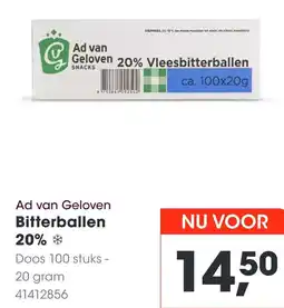 HANOS Ad van Geloven Bitterballen 20% aanbieding