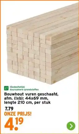 GAMMA Bouwhout vuren geschaafd aanbieding