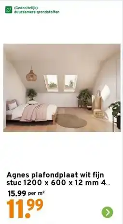 GAMMA Agnes plafondplaat wit fijn stuc 1200 x 600 x 12 mm 4 stuks aanbieding