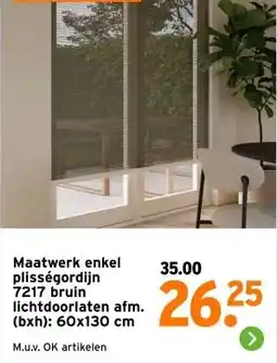 GAMMA Maatwerk enkel plisségordijn 7217 bruin lichtdoorlaten aanbieding