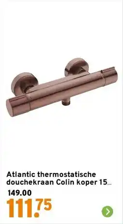 GAMMA Atlantic thermostatische douchekraan Colin koper 15 cm aanbieding