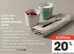 HANOS COSTA NOVA Koffie- en espressokopjes Luma aanbieding