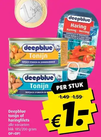 Boni Deepblue tonijn of haringfilets 185/200 gram aanbieding