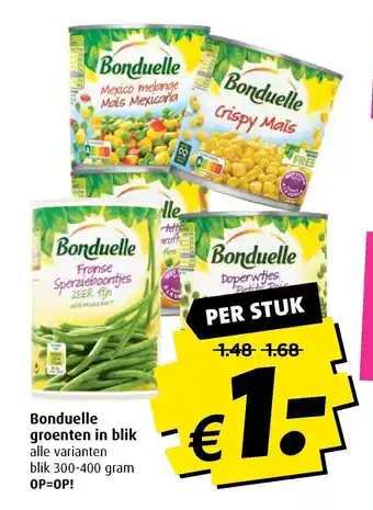 Boni Bonduelle groenten in blik 300-400 gram aanbieding