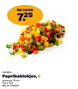 Bidfood Vers&zo Paprikablokjes, aanbieding