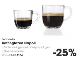 HANOS Leonardo Koffieglazen Napoli aanbieding