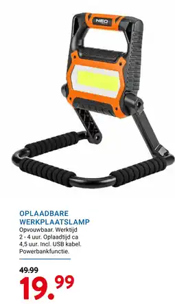 Kluswijs Oplaadbare werkplaatslamp aanbieding