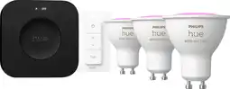 Coolblue Philips Hue White and Color Starter Pack GU10 3-pack + Bridge Pro + dimmer aanbieding