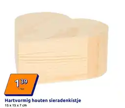 Action Hartvormig houten sieradenkistje aanbieding