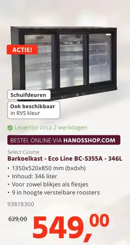 HANOS Barkoelkast - Eco Line BC-S355A aanbieding