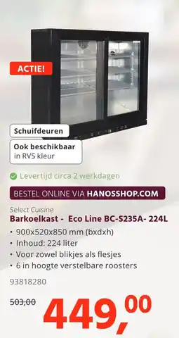 HANOS Barkoelkast - Eco Line BC-S235A aanbieding
