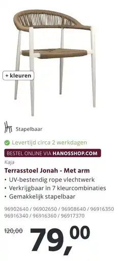 HANOS Terrasstoel Jonah - Met arm aanbieding