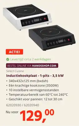 HANOS Inductiekookplaat - 1-pits - 3,5 kW aanbieding