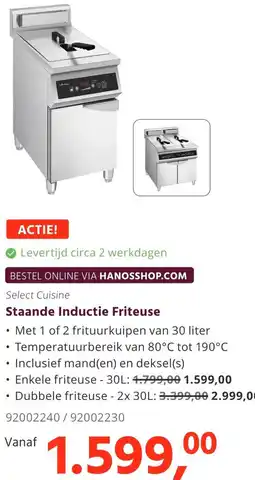 HANOS Staande Inductie Friteuse aanbieding