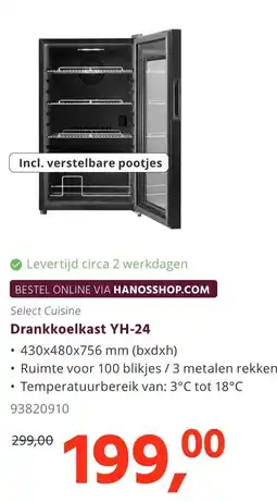 HANOS Drankkoelkast YH-24 aanbieding
