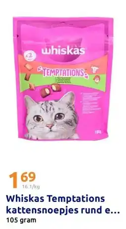 Action Whiskas Temptations kattensnoepjes rund en kalkoen aanbieding