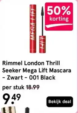 Etos Rimmel london thrill seeker mega lift mascara zwart 001 black aanbieding