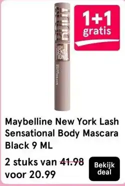 Etos Maybelline New York Lash Sensational Body Mascara Black 9 ML aanbieding