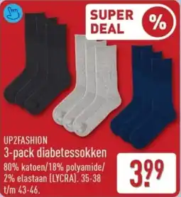 ALDI Up2fashion 3 pack Diabetessokken aanbieding