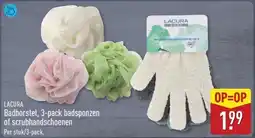 ALDI Lacura Badborstel, 3-pack badsponzen of scrubhandschoenen aanbieding