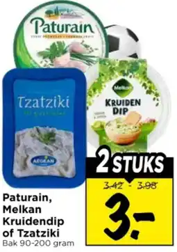 Vomar Voordeelmarkt Paturain, Melkan Kruidendip of Tzatziki aanbieding