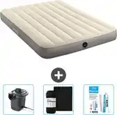 Bol.com Intex Luchtbed - Twijfelaar - 137 x 191 x 25 cm - Beige - Inclusief Pomp - Hoeslaken en Reparatieset aanbieding