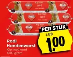 Vomar Voordeelmarkt Rodi Hondenworst Kip met rund aanbieding