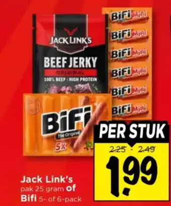 Vomar Voordeelmarkt Jack Link's of Bifi aanbieding