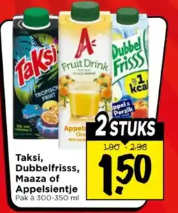 Vomar Voordeelmarkt Taksi, Dubbelfrisss, Maaza of Appelsientje aanbieding