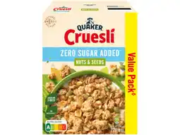 Hoogvliet Quaker Cruesli zero sugar noten en zaden aanbieding