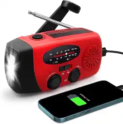 ANWB Soundlogic Opwindbare Noodradio met Powerbank 2000 mAh Rood aanbieding