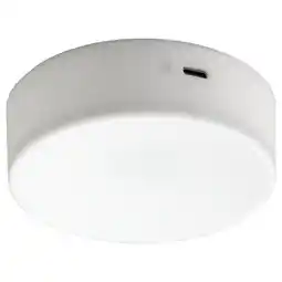 IKEA Een kÖlvatten witte, ronde plafondlamp met een usb-c oplaadpoort, ontworpen voor kasten of kasten aanbieding