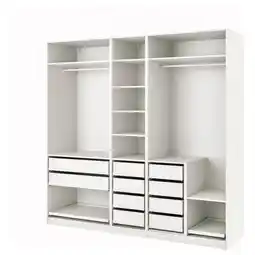 IKEA Witte ikea pax kledingkast met lades en planken, modern minimalistisch design aanbieding