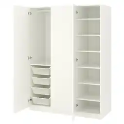 IKEA Witte pax kledingkast met open deuren, met gaasmanden en planken aanbieding