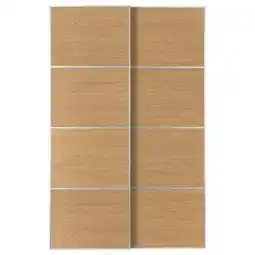 IKEA Mehamn Schuifdeur, set van 2, aluminium/tweezijdig eikenpatroon, 150x236 cm aanbieding