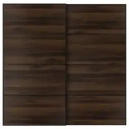 IKEA Mehamn Schuifdeur, set van 2, zwart/tweezijdig donkerbruin eikeneffect, 200x201 cm aanbieding