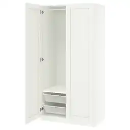 IKEA Witte pax kledingkast, open deur die planken onthult en mand binnenin aanbieding