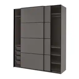 IKEA Grijze kledingkast met mesh manden & planken, minimalistisch ontwerp aanbieding