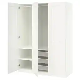 IKEA Witte pax kledingkast met open deur, planken en gaasmand aanbieding